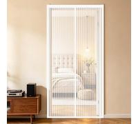Magnetic Fly Screen Door 98 x 232 cm Full Frame Magic Tape, Magnet Silent Closure, No Punching Magnetic Insect Door Screen Fly Net Curtains for Front Back, White