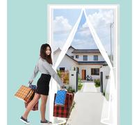 Magnetic Fly Screen Door 98 x 270 cm Powerful Magnets Heavy Duty Self-Sealing Mesh Flyscreen French Doors Easy to Install Without Drilling for Balcony Patio Bedroom, White