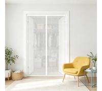 Magnetic Fly Screen Door 99 x 155 cm Hundreds of Sizes, Anti Mosquito Mesh Curtain with Powerful Magnets Duty Magnetic Screen Door for Front Doors, Sliding Doors, White