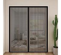 Magnetic Fly Screen Door 99 x 250 cm Powerful Magnets and Magic Tape, No Drill Installation, Automatically Closes Keeps Bugs Out Patio Insect Door Screen for Bedroom, Black