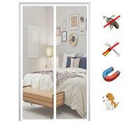 Magnetic Fly Screen Door, Anti Mosquito Magnetic Screen Mesh Curtain, Insect Protection Mesh Curtain with Powerful Magnets Fits Door-White-C|| 90x200cm(35x78inch)