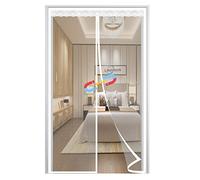 Magnetic Fly Screen Door, Anti Mosquito Mesh Fly Curtain Magnetic Close Automatically, Hands Free Mesh Curtain for Balcony Living Room-White-C|| 90x195cm(35x76inch)