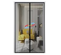 Magnetic Fly Screen Door, Anti Mosquito Mesh Fly Curtain Magnetic Close Automatically, Hands Free Mesh Curtain for Balcony Living Room-Black-A|| 125x210cm(49x82inch)