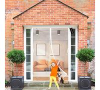 Magnetic Fly Screen Door Curtain 145x220cm White Heavy Duty Patio Insect Door Screen Magnets Close Automatically and Full Frame Magic Tape for Balcony Patio Living Room