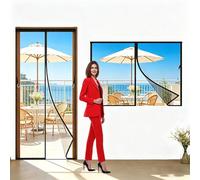Magnetic Fly Screen Door Curtain 60x110cm Fly Curtains for Doors with Powerful Magnets and Full Frame Magic Tape, Fly Nets for Doors Without Drilling, Suitable for Patio Doors Balcony Bedroom Black