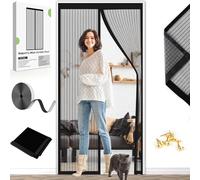 Magnetic Fly Screen Door Curtain - Fly Curtains 100X210cm for Doors with Powerful Magnets and Full Frame Magic Tape, Fly Nets for Doors Without Drilling, Suitable for Patio Doors Balcony Bedroom