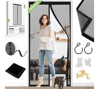 Magnetic Fly Screen Door Curtain - Fly Curtains 90X210cm for Doors with Powerful Magnets and Full Frame Magic Tape, Fly Nets for Doors Without Drilling, Suitable for Patio Doors Balcony Bedroom