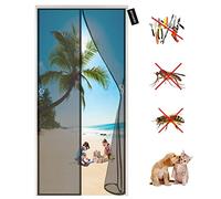 Magnetic Fly Screen Door Curtain-Fly Screen Mesh Curtain -Magnets Close Automatically with Full Frame Magic Tape -for Balcony Patio Living Room 125 x 200 cm - Black A
