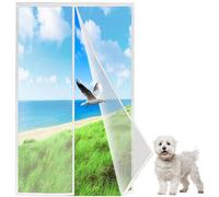 Magnetic Fly Screen Door Curtain for Air Conditioner Kitchen Cool Summer, 125x165 cm Keeping Out Draft and Cold Air Screen Door Auto Closer Innovative, White