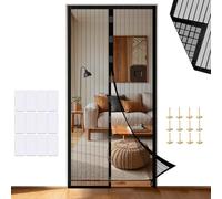 Magnetic Fly Screen Door Curtain - Strong Magnets & Magic Band, Scratch-Resistant Mosquito Net for Patio, Balcony, Bedroom (Black, 90×210 cm)