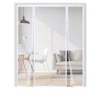 Magnetic Fly Screen Door,Easy to Install,Self-Closing, Keeps Mosquitoes and Insects Out,Fits Patio & French Doors, 150x195cm,Double Door Mesh Insect Curtain for Fresh Air Flow,White