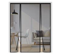 Magnetic Fly Screen Door,Easy to Install,Self-Closing, Keeps Mosquitoes and Insects Out,Fits Patio & French Doors, 180x205cm,Double Door Mesh Insect Curtain for Fresh Air Flow,Black