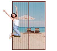 Magnetic Fly Screen Door,Fly Screens for Doors,Heavy Duty Bug Mesh Curtain with Powerful Magnets,Anti Mosquito Mesh Fly Curtain,Fly Nets for Doors Without Drilling,Keep Fly Bug Out,75x195cm,Brown