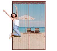 Magnetic Fly Screen Door,Fly Screens for Doors,Heavy Duty Bug Mesh Curtain with Powerful Magnets,Anti Mosquito Mesh Fly Curtain,Fly Nets for Doors Without Drilling,Keep Fly Bug Out,110x200cm,Brown