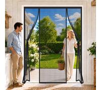 Magnetic Fly Screen Door for Double Doors Black 260x290cm Heavy-Duty mesh that Stands up to Daily high-Traffic use for Contemporary Homes with Floor-to-Ceiling Glass Doors