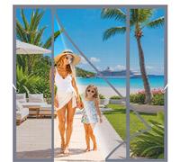 Magnetic Fly Screen Door for Double Doors Grey 235x200cm Double Door Keep Insects Out Mosquito Screen Toddler and Dog Friendly for Narrow-Boat Side Doors or Wide Campervan Entries