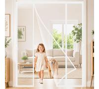 Magnetic Fly Screen Door for Double Doors White 300x300cm Strong Magnets from top to Bottom Ensure a Tight, Seamless Seal for Family Homes Wanting Seamless Indoor-Outdoor Flow