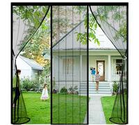 Magnetic Fly Screen Door for Double Sliding Doors 200x210cm Anti Mosquito Mesh Curtain with Strong Magnets & Full Frame Magic Tape Black Easy Install Bug Barrier