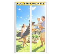 Magnetic Fly Screen Door, Full-Length Magnetic Strip NO Gap Auto Closes, Heavy Duty Fiberglass Mesh Curtain, Easy Fit Patio Door Solution to Stop Flies Lets Fresh Air in (90x210cm, White)