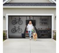 Magnetic Fly Screen Door, Garage Mosquito Net, Garage Door Screen for 2 Car, Heavy Duty Weighted Bottom, Easy Assembly Pass, Hands Free for Garages Patio 9 X 8 Ft(White,244 x 274 cm(8 x 9 ft))