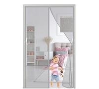 Magnetic Fly Screen Door Grey 110x210cm Mesh Fly Curtain,Top-to-Bottom Seal Shuts Automatically,The Magnetic Curtain is Ideal for The Balcony Door Basement Door and Patio Door,Hook Design
