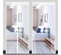 Magnetic Fly Screen Door, Heavy Duty Bug Mesh Curtain with Powerful Magnets and Full Frame Magic Tape, Insect Protection Door No Gap, Keep Bugs Out Lets Fresh Air in (100×210, White)