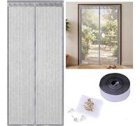 Magnetic Fly Screen Door - Heavy Duty Fiberglass Mesh Curtain with Powerful Magnets & Full Frame Hook and Loop Fastener - Hands-Free Pet & Kid Friendly Mosquito Net(Gray,39x79in(100x200cm))