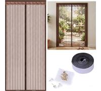 Magnetic Fly Screen Door - Heavy Duty Fiberglass Mesh Curtain with Powerful Magnets & Full Frame Hook and Loop Fastener - Hands-Free Pet & Kid Friendly Mosquito Net(Brown,39x79in(100x200cm))
