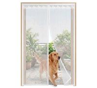Magnetic Fly Screen Door, Heavy Duty Fiberglass Mesh Curtain with Powerful Magnets & Full Frame Magic Tape, Self-Sealing Hands-Free Mosquito Net, Pet & Kid Friendly(White,59x95in(150x240cm))