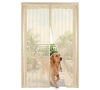 Magnetic Fly Screen Door, Heavy Duty Fiberglass Mesh Curtain with Powerful Magnets & Full Frame Magic Tape, Self-Sealing Hands-Free Mosquito Net, Pet & Kid Friendly(Beige,24x79in(60x200cm))