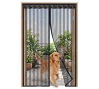 Magnetic Fly Screen Door, Heavy Duty Fiberglass Mesh Curtain with Powerful Magnets & Full Frame Magic Tape, Self-Sealing Hands-Free Mosquito Net, Pet & Kid Friendly(Black,34x83in(85x210cm))