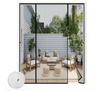 Magnetic Fly Screen Door, Heavy Duty Fly Door Screen Mesh with Powerful Magnets, Anti Mosquito Double Door Magnetic Screen Fly Doors-Black||250x225cm(98x89in)