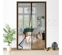 Magnetic Fly Screen Door, Heavy Duty Fly Door Screen Mesh with Powerful Magnets, Fly Nets for Doors Suitable for Patio Balcony Bedroom-Black-A||140x190cm(55x74inch)