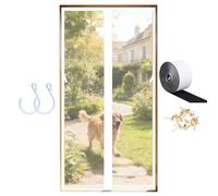 Magnetic Fly Screen Door, Heavy Duty, Keeps Bugs Out Lets Breeze in, Fast Self Sealing, Fly Screens for Doors with 2-Sided Hooks-White-A||140x235cm(55x92inch)