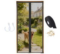 Magnetic Fly Screen Door, Heavy Duty, Keeps Bugs Out Lets Breeze in, Fast Self Sealing, Fly Screens for Doors with 2-Sided Hooks-Black-A||85x190cm(33x74inch)
