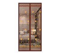 Magnetic Fly Screen Door Keep Insects Out Mosquito Door Screen Easy to Install Without Drilling Fitted with 4 Cm Velcro At The Top for Balcony Sliding Living Room Children's Room(Brown B,80 * 210CM)