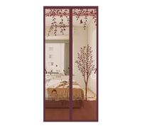 Magnetic Fly Screen Door Keep Insects Out Mosquito Door Screen Easy to Install Without Drilling Fitted with 4 Cm Velcro At The Top for Balcony Sliding Living Room Children's Room(Brown D,140 * 220CM)
