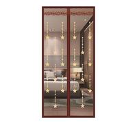 Magnetic Fly Screen Door Keep Insects Out Mosquito Door Screen Easy to Install Without Drilling Fitted with 4 Cm Velcro At The Top for Balcony Sliding Living Room Children's Room(Brown A,90 * 210CM)