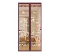 Magnetic Fly Screen Door Keep Insects Out Mosquito Door Screen Easy to Install Without Drilling Fitted with 4 Cm Velcro At The Top for Balcony Sliding Living Room Children's Room(Brown E,100 * 220CM)
