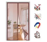 Magnetic Fly Screen Door,Magnets Mesh Fly Curtain Keep Insects Out,Heavy Duty Bug Mesh Top-To-Bottom Seal Automatically Without Drilling,Easy Installation for All Door-Brown C|| 90x200cm(35x78inch)
