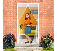 Magnetic Fly Screen Door,Mesh Fly Curtain 175x200cm(69x79inch) Keep Insects Out Magnetic Top-to-Bottom Seal Snaps Shuts Automatically for French Door Balcony Living Room - White A