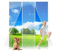 Magnetic Fly Screen Door Nets, 240x210cm Insects Protection Double Door with Powerful Magnets and Full Frame, Nets Patio Curtain Insect Mesh for Keep Insects Out Install,Without Drilling White