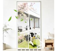 Magnetic Fly Screen Door,Quiet Encryption Anti Mosquito Pest Magnetic Soft Door,Self Sealing Without Drilling Mosquito Double Door Magnetic ScreenFly Doors-White-A||165x180cm(64x70inch)