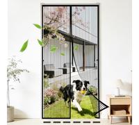 Magnetic Fly Screen Door,Quiet Encryption Anti Mosquito Pest Magnetic Soft Door,Self Sealing Without Drilling Mosquito Double Door Magnetic ScreenFly Doors-Black-A||165x195cm(64x76inch)