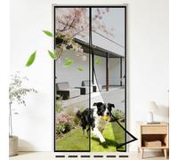 Magnetic Fly Screen Door,Quiet Encryption Anti Mosquito Pest Magnetic Soft Door,Self Sealing Without Drilling Mosquito Double Door Magnetic ScreenFly Doors-Black-B||155x235cm(61x92inch)