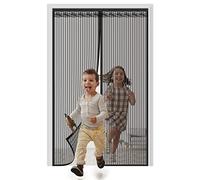 Magnetic Fly Screen Door, Rainberg Heavy Duty Bug mesh Curtain with Powerful Magnets and Full Frame Magic Tape, Insect Protection Door no Gap, Keep Bugs Out. (Black, 110 x 220 cm)