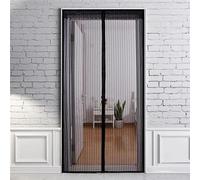 Magnetic Fly Screen Door - Rainberg Heavy Duty Bug mesh Curtain with Powerful Magnets and Full Frame Magic Tape,No Drill Installation,Automatically Closes, Keep Bugs Out (Black, 90 * 210CM)