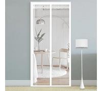 Magnetic Fly Screen Door - Rainberg Heavy Duty Bug mesh Curtain with Powerful Magnets and Full Frame Magic Tape,No Drill Installation,Automatically Closes, Keep Bugs Out (White, 100 * 210CM)