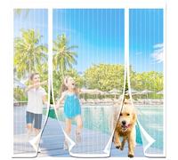 Magnetic Fly Screen Door,Reinforced Polyester Double Door Screen Curtain,Anti Mosquito Mesh Fly Curtain,Heavy Duty Bug Mesh Curtain for Sliding Door, Patio, Bedroom-Hands Free,White,120x180cm