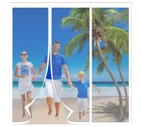 Magnetic Fly Screen Door,Reinforced Polyester Double Door Screen Curtain,Anti Mosquito Mesh Fly Curtain,Heavy Duty Bug Mesh Curtain for Sliding Door, Patio, Bedroom-Hands Free,White,120x180cm